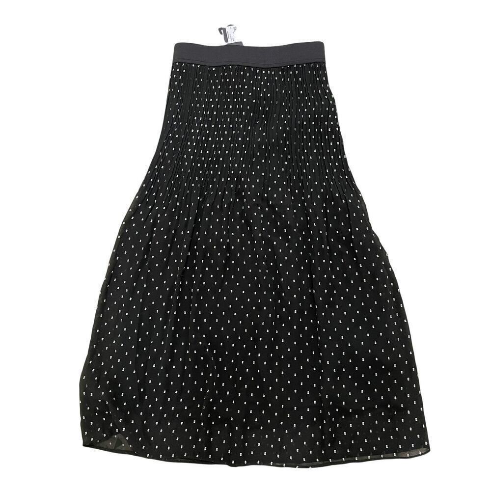 Maje T34 Pleated Polka Dot Midi Skirt Black NWT $265 - Picture 5 of 11